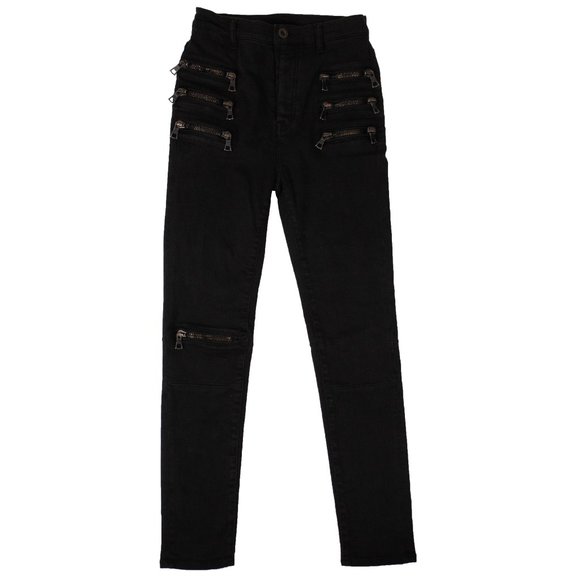 UNRAVEL PROJECT Black Multi Zip Skinny Jean Pants Size 26 $825 - Picture 1 of 4